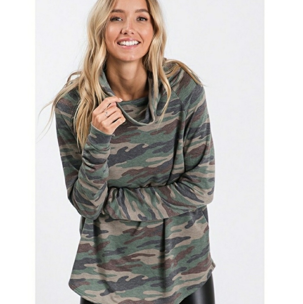 LAST ONE!! Camouflage Cowl Neck Tunic - Picture 4 of 5